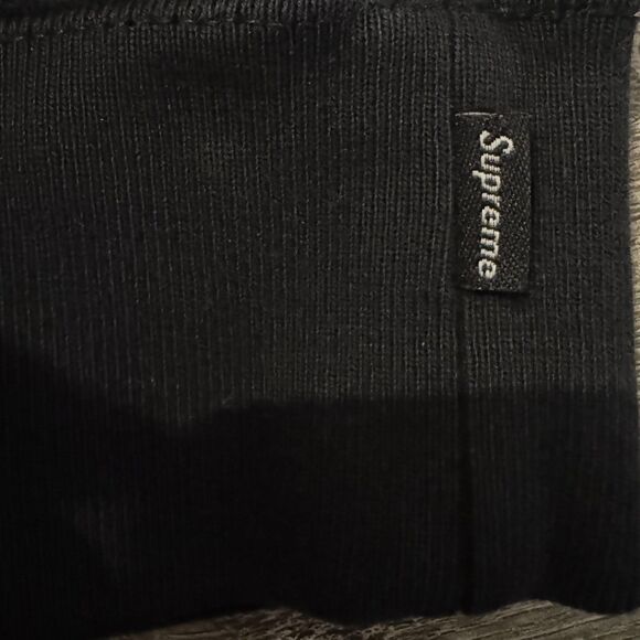 Supreme Hoodie Mens Medium Black White Diagonal Stripe Pullover Spell Out Logo - Picture 9 of 15